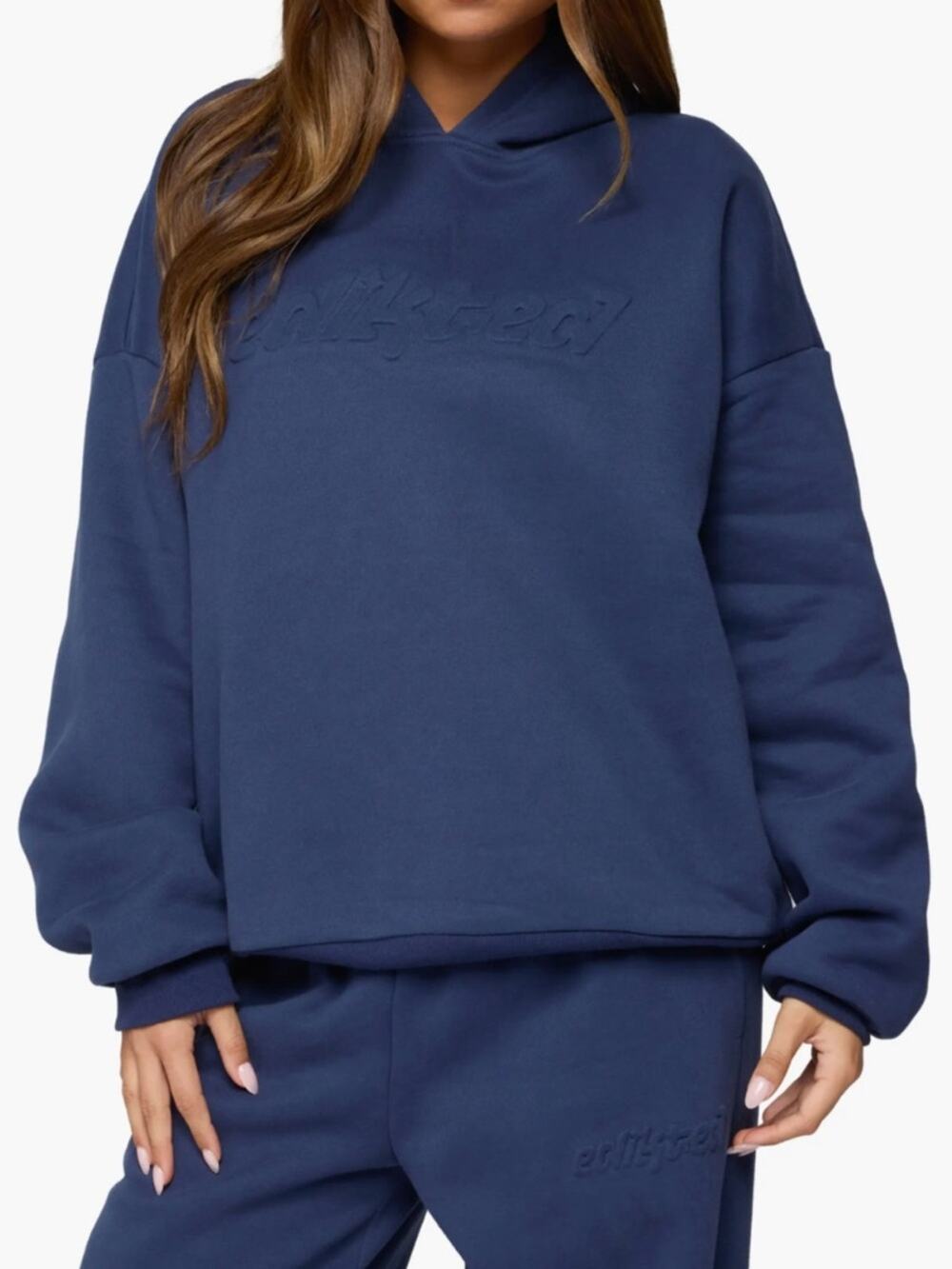 Edikted Totally Edikted Embossed Hoodie - Navy M NWT